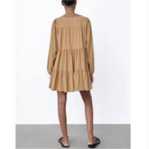 ✨ Zara Tan Long Sleeve Dress ✨ - Picture 2 of 10